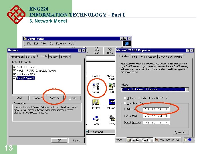 ENG 224 INFORMATION TECHNOLOGY – Part I 6. Network Model 13 