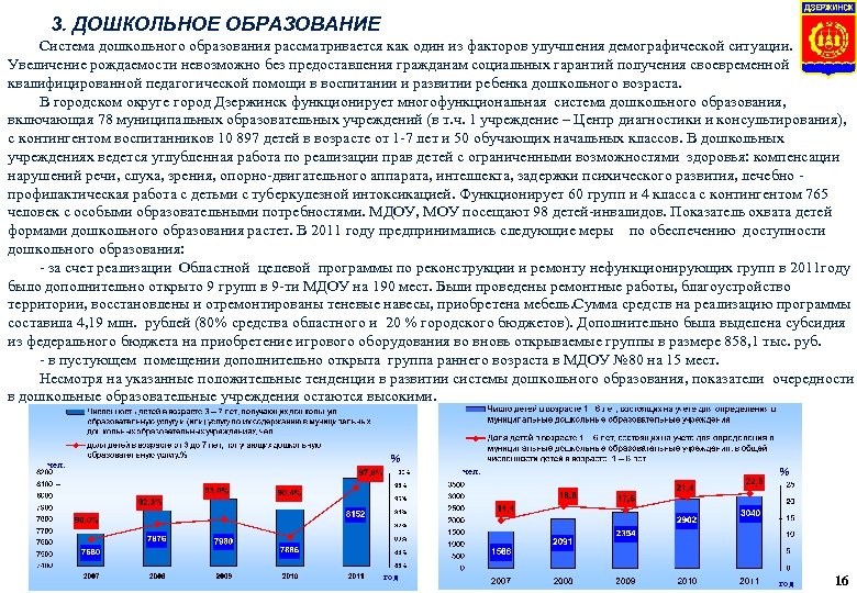 3. ДОШКОЛЬНОЕ ОБРАЗОВАНИЕ Система дошкольного образования рассматривается как один из факторов улучшения демографической ситуации.