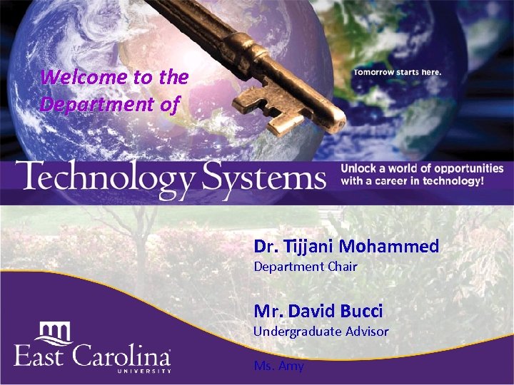 Welcome to the Department of Dr. Tijjani Mohammed Department Chair Mr. David Bucci Undergraduate