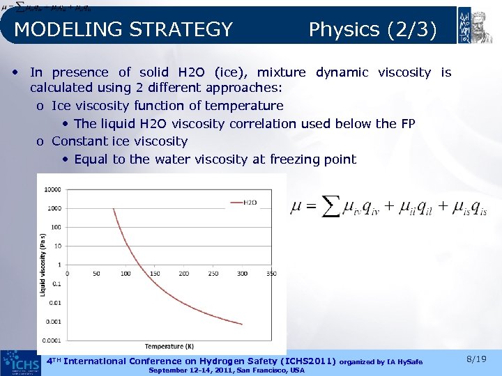 MODELING STRATEGY Physics (2/3) • In presence of solid H 2 O (ice), mixture