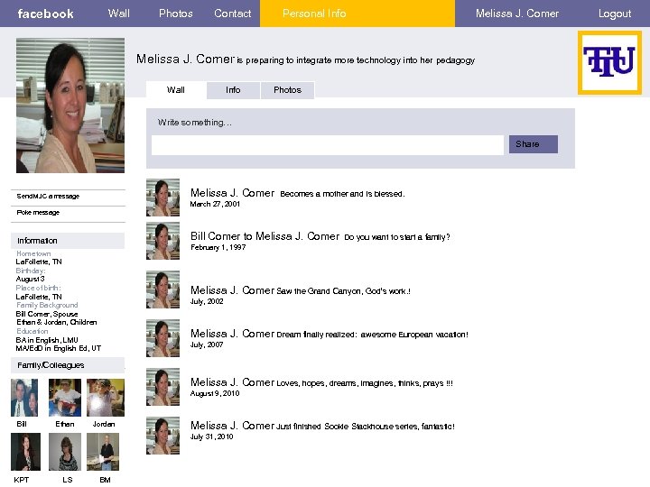 facebook Wall Photos Contact Personal Info Melissa J. Comer is preparing to integrate more
