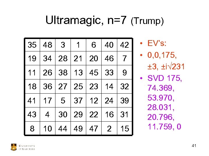 Ultramagic, n=7 35 48 3 1 6 40 42 19 34 28 21 20