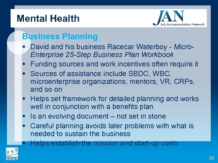 Mental Health Business Planning § David and his business Racecar Waterboy - Micro. Enterprise