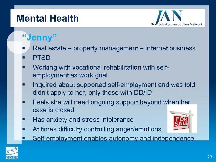 Mental Health “Jenny” § § § § Real estate – property management – Internet