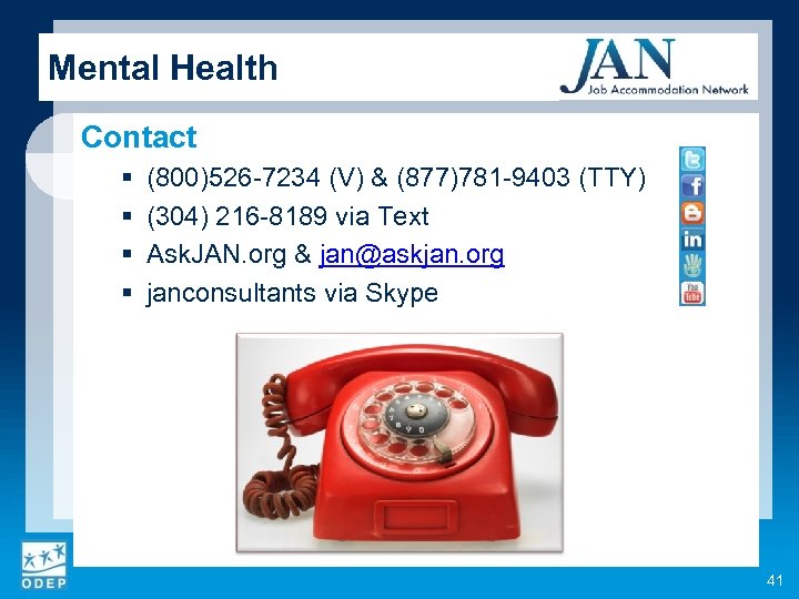 Mental Health Contact § § (800)526 -7234 (V) & (877)781 -9403 (TTY) (304) 216