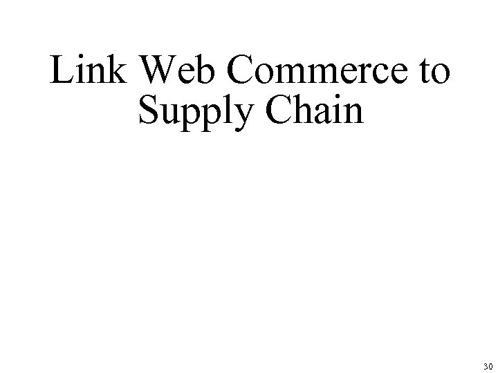 Link Web Commerce to Supply Chain 30 