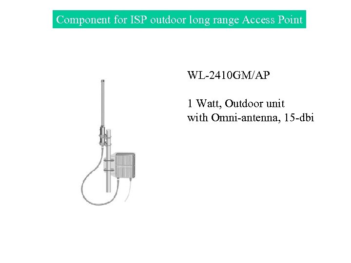 Component for ISP outdoor long range Access Point WL-2410 GM/AP 1 Watt, Outdoor unit