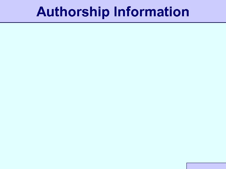 Authorship Information 