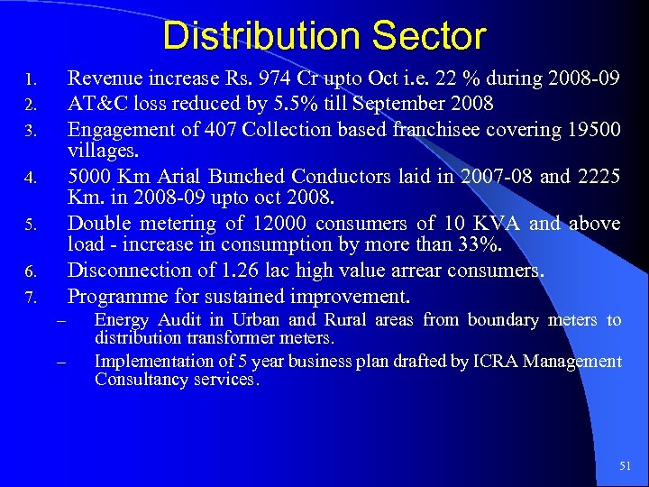 Distribution Sector Revenue increase Rs. 974 Cr upto Oct i. e. 22 % during
