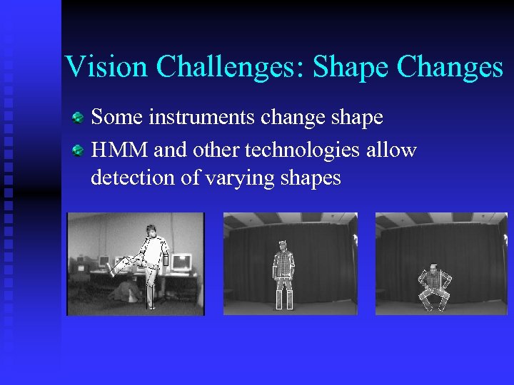 Vision Challenges: Shape Changes Some instruments change shape HMM and other technologies allow detection