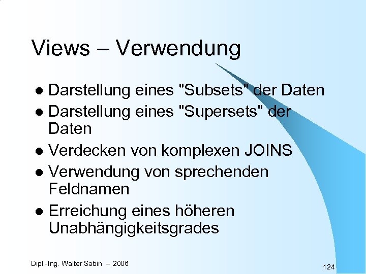 Views – Verwendung Darstellung eines 