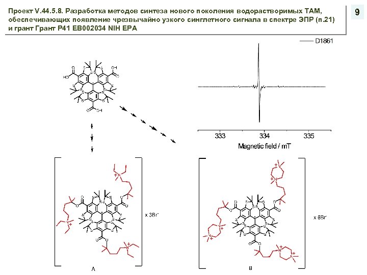 Проект V. 44. 5. 8. Разработка методов синтеза нового поколения водорастворимых ТАМ, обеспечивающих появление