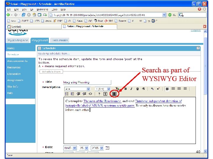 Search as part of WYSIWYG Editor 40 