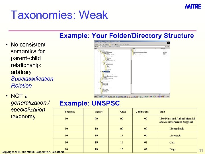 Taxonomies: Weak Example: Your Folder/Directory Structure • No consistent semantics for parent-child relationship: arbitrary