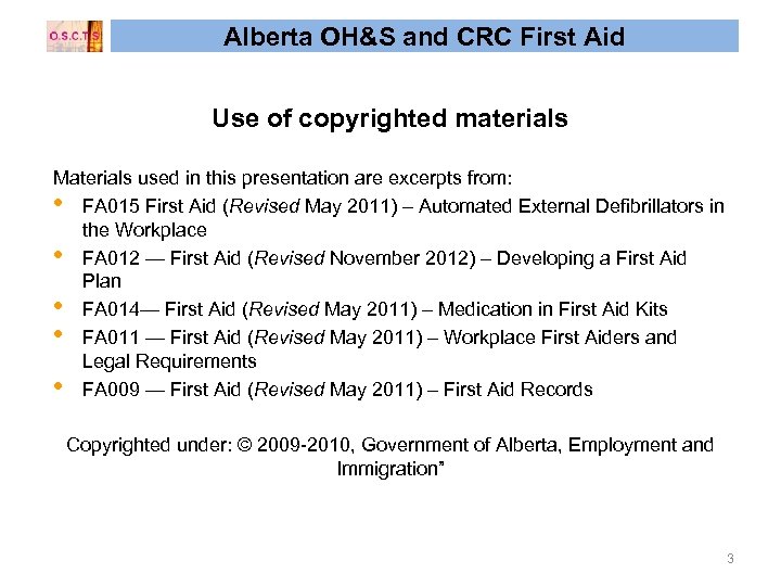 Alberta Oh S And Crc First Aid Created 