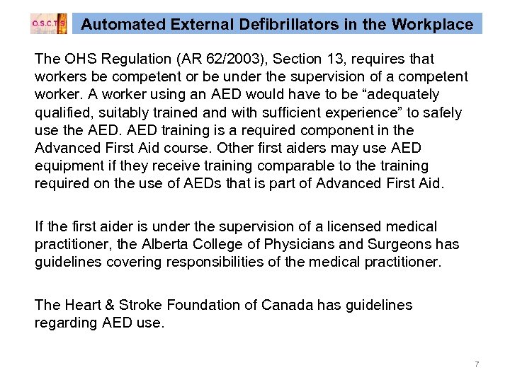 Alberta Oh S And Crc First Aid Created 