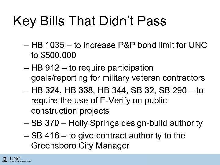Key Bills That Didn’t Pass – HB 1035 – to increase P&P bond limit