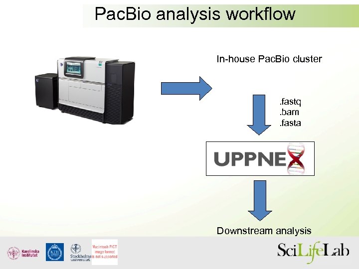 Pac. Bio analysis workflow In-house Pac. Bio cluster . fastq. bam. fasta Downstream analysis