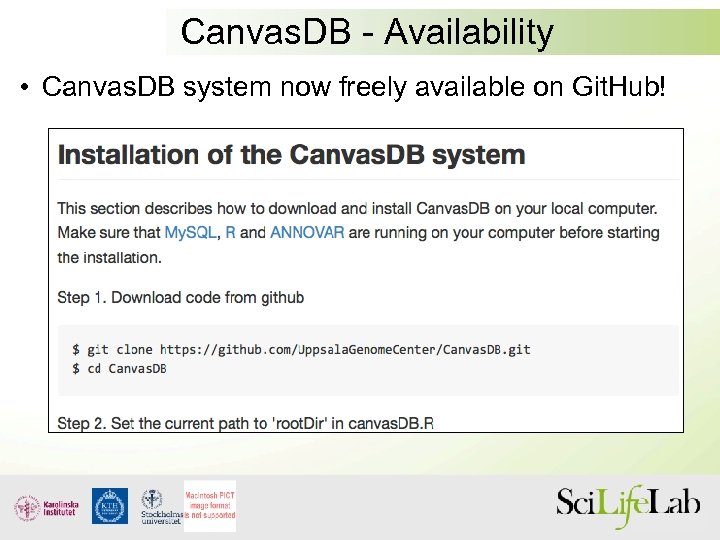 Canvas. DB - Availability • Canvas. DB system now freely available on Git. Hub!