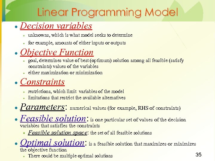 Linear Programming Model · Decision variables · · · Objective Function · · ·