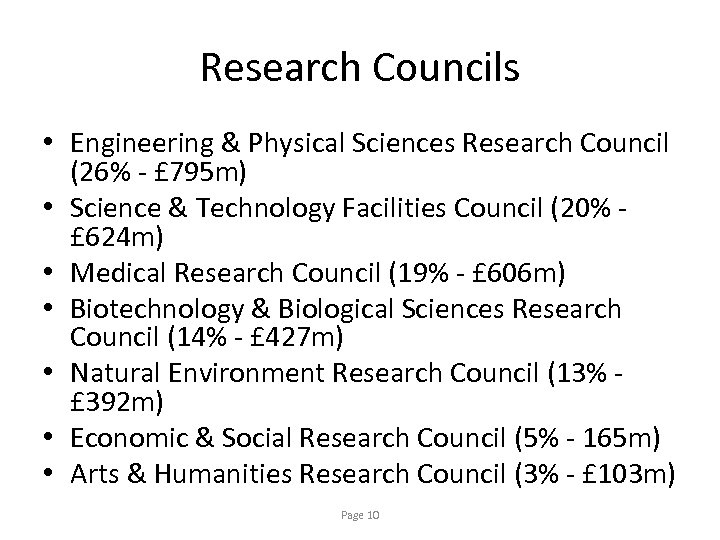 Research Councils • Engineering & Physical Sciences Research Council (26% - £ 795 m)