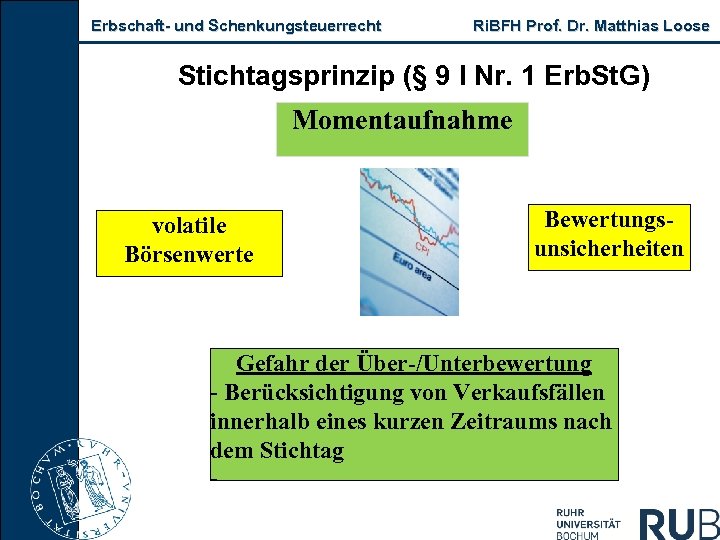 Erbschaft und Schenkungsteuerrecht Ri. BFH Prof. Dr. Matthias Loose Stichtagsprinzip (§ 9 I Nr.