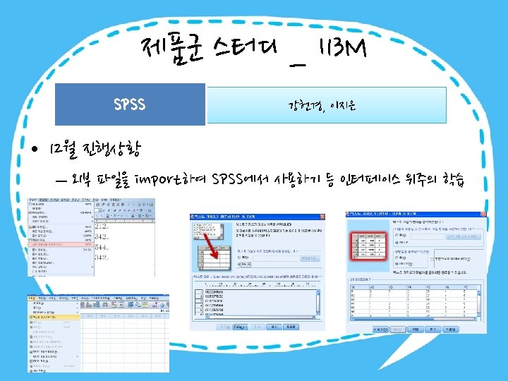 제품군 스터디 _ I 13 M SPSS 강헌경, 이지은 • 12월 진행상황 – 외부
