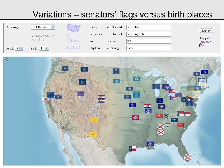 Variations – senators’ flags versus birth places 