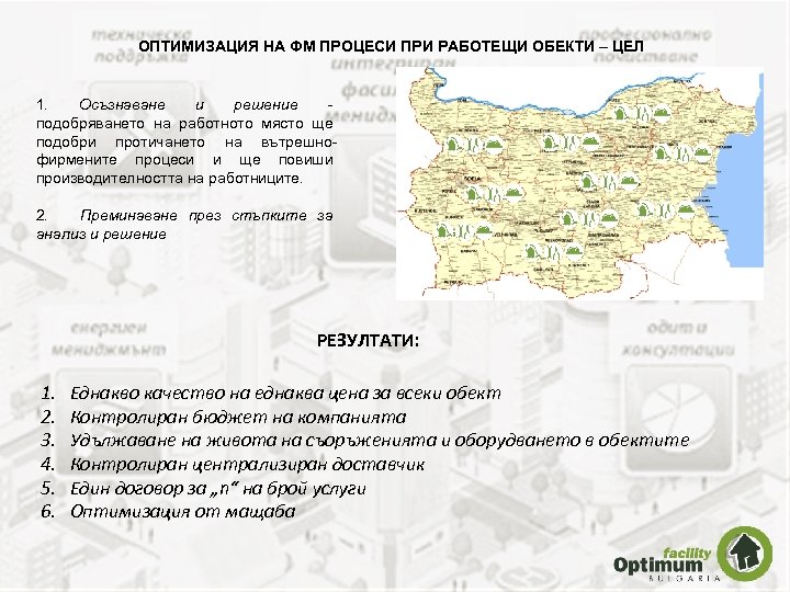 ОПТИМИЗАЦИЯ НА ФМ ПРОЦЕСИ ПРИ РАБОТЕЩИ ОБЕКТИ – ЦЕЛ 1. Осъзнаване и решение подобряването