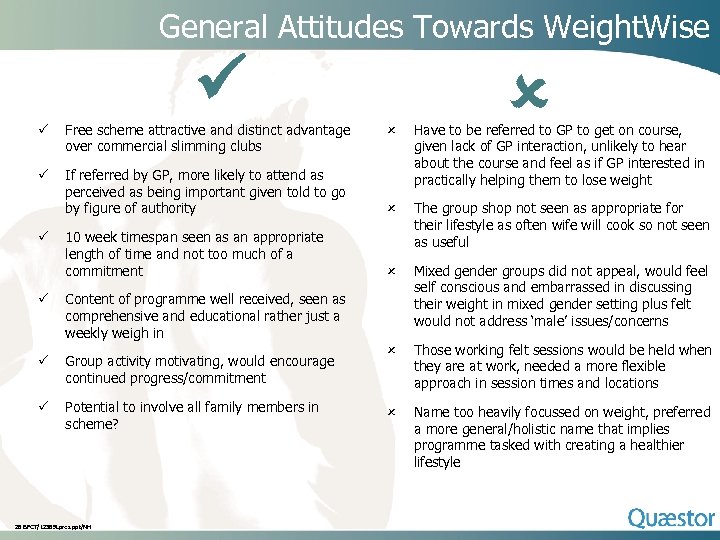 General Attitudes Towards Weight. Wise P Free scheme attractive and distinct advantage over commercial