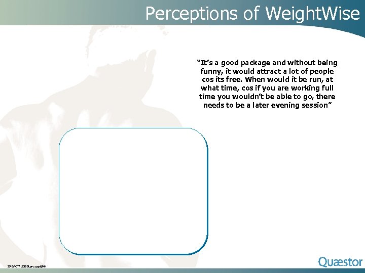 Perceptions of Weight. Wise “It’s a good package and without being funny, it would