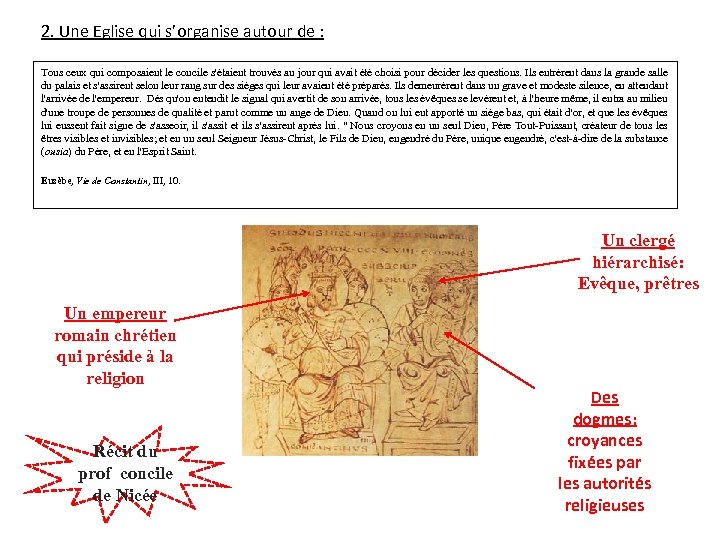2. Une Eglise qui s’organise autour de : Tous ceux qui composaient le concile