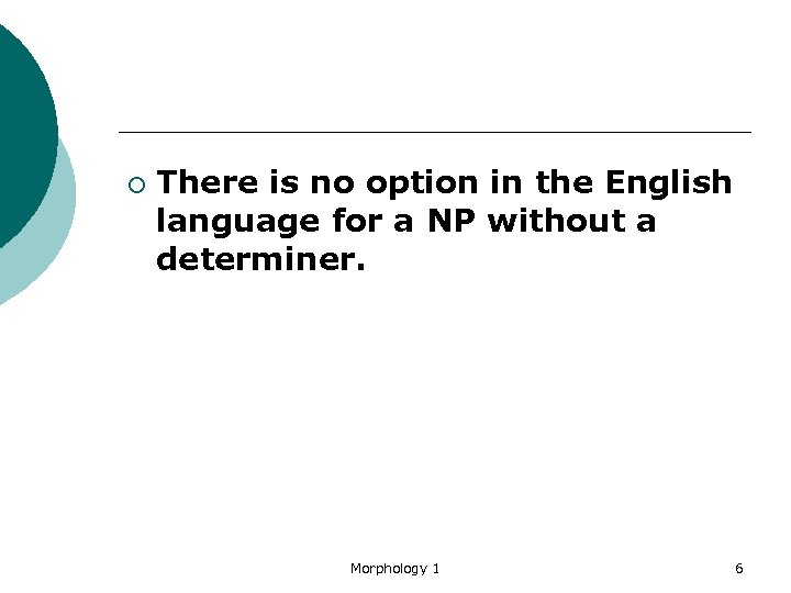 ¡ There is no option in the English language for a NP without a