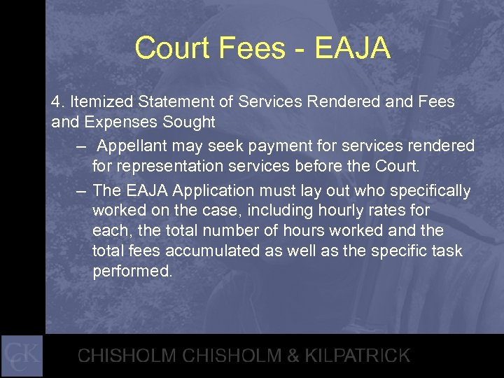 Court Fees - EAJA 4. Itemized Statement of Services Rendered and Fees and Expenses