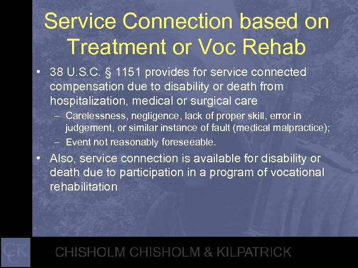 Service Connection based on Treatment or Voc Rehab • 38 U. S. C. §