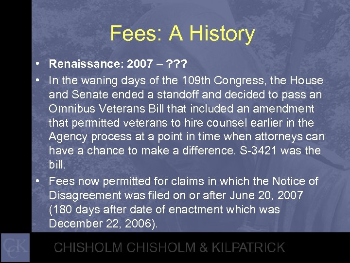 Fees: A History • Renaissance: 2007 – ? ? ? • In the waning