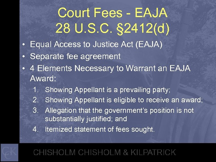 Court Fees - EAJA 28 U. S. C. § 2412(d) • Equal Access to