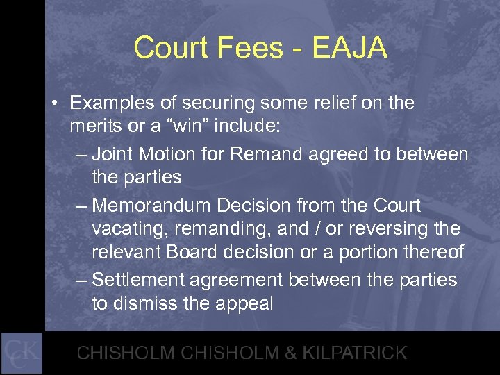 Court Fees - EAJA • Examples of securing some relief on the merits or