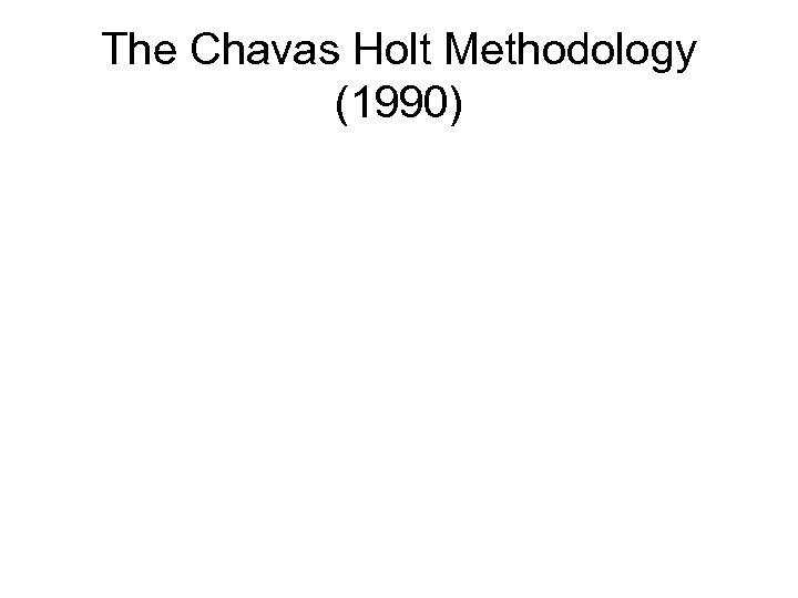 The Chavas Holt Methodology (1990) 