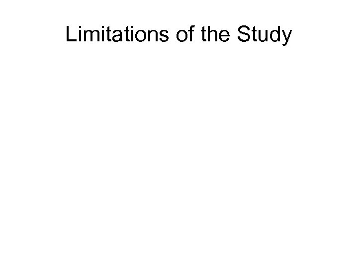 Limitations of the Study 