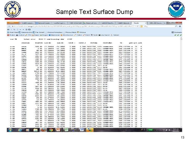 Sample Text Surface Dump 13 