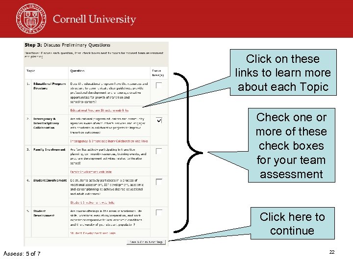 Click on these links to learn more about each Topic Check one or more