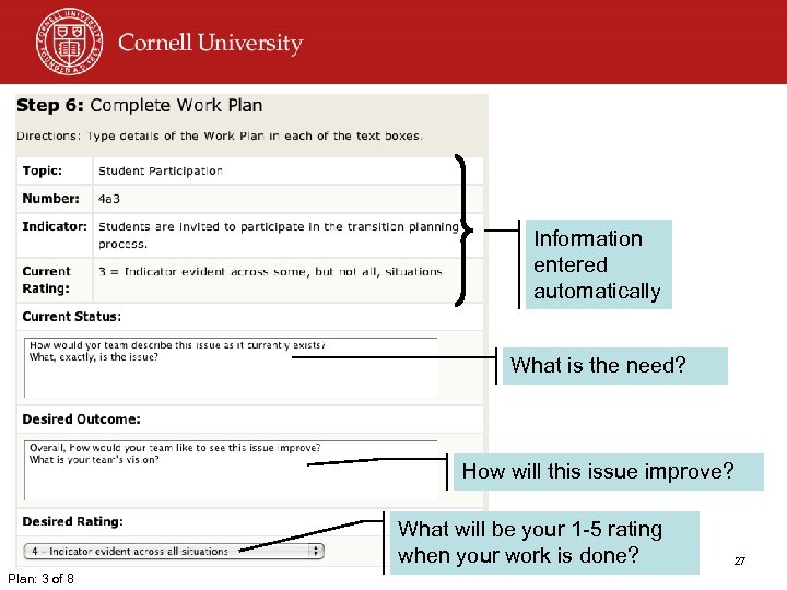 Information entered automatically What is the need? How will this issue improve? What will