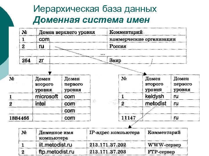 Иерархическая база данных Доменная система имен 