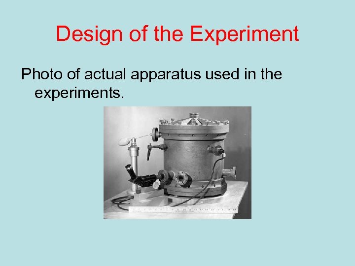 Design of the Experiment Photo of actual apparatus used in the experiments. 