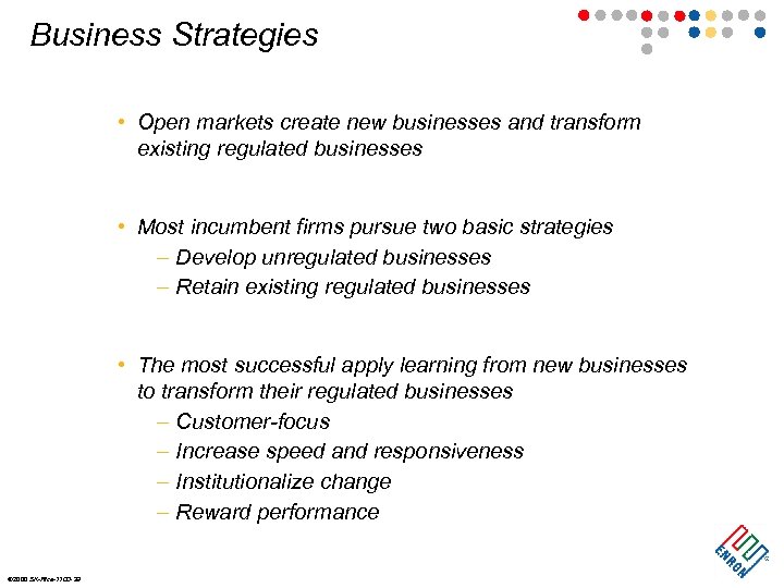 Business Strategies • Open markets create new businesses and transform existing regulated businesses •