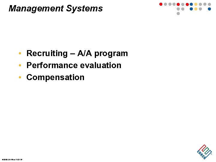 Management Systems • Recruiting – A/A program • Performance evaluation • Compensation ã 2000