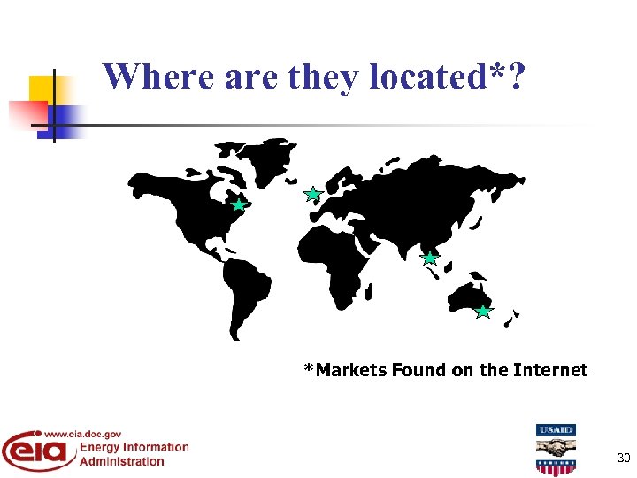 Where are they located*? *Markets Found on the Internet 30 