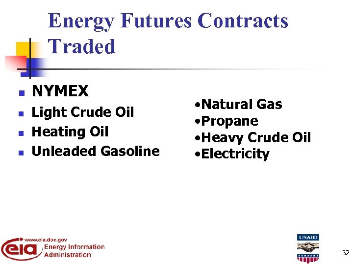 Energy Futures Contracts Traded n n NYMEX Light Crude Oil Heating Oil Unleaded Gasoline