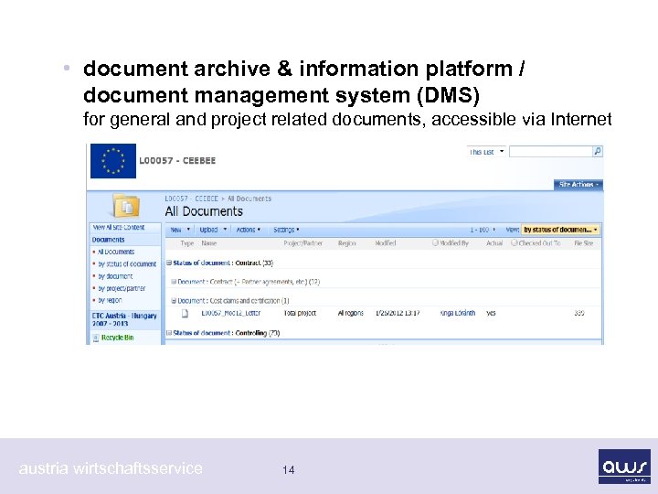  • document archive & information platform / document management system (DMS) for general